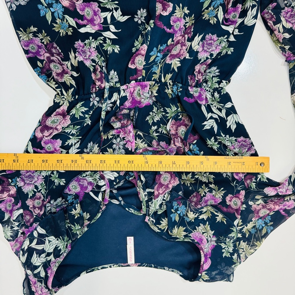 Xhilaration Floral Lace-Up Romper - Black and Purple - Picture 9 of 15